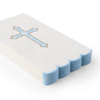 Sky Blue and White Cross Scalloped Guest Napkins