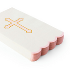 White and Pink Cross Scalloped Guest Napkins