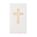 White and Pink Cross Scalloped Guest Napkins