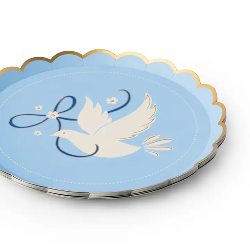 Sky Blue Dove Scalloped Edge Small Plates