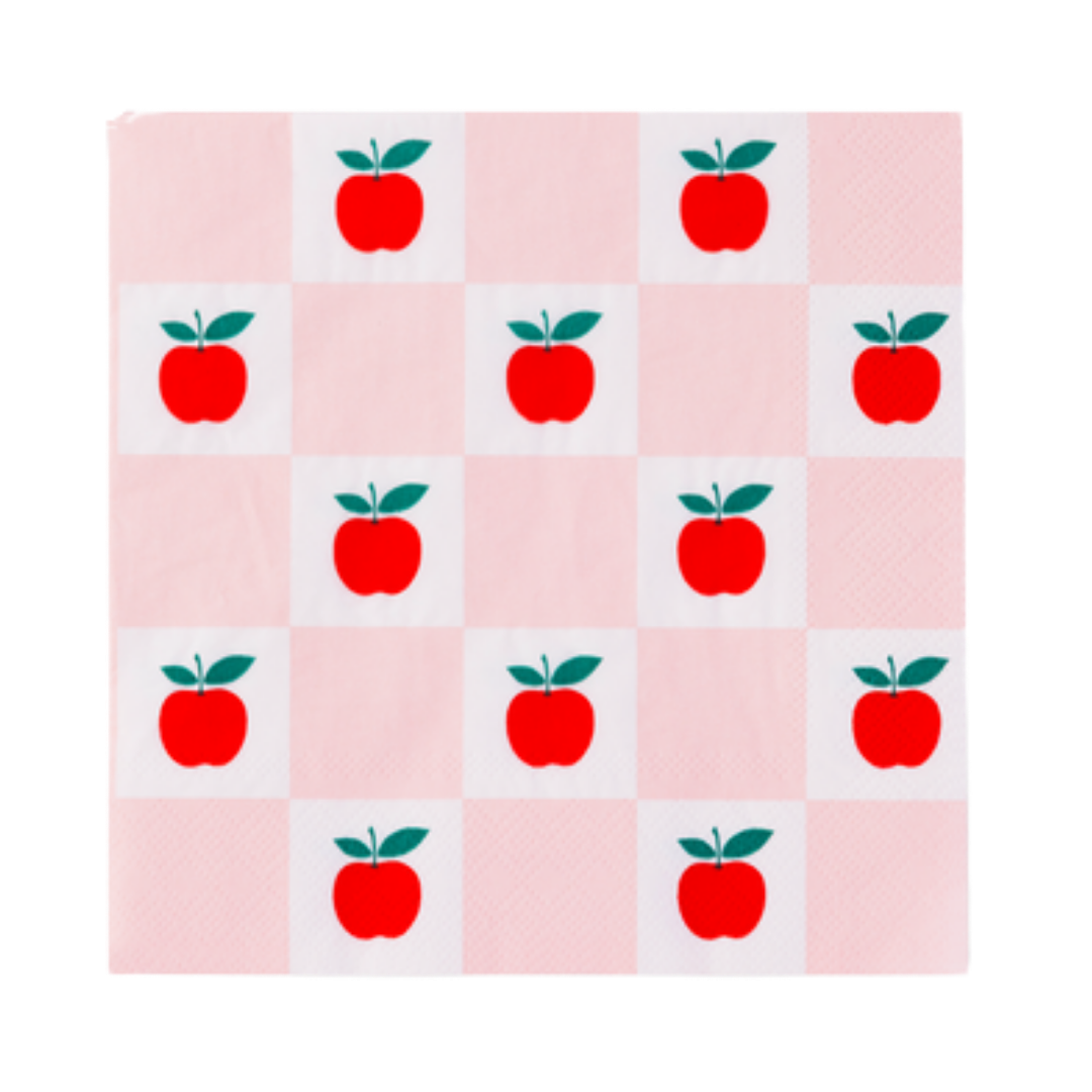 Pink Apples Checker Large Napkins