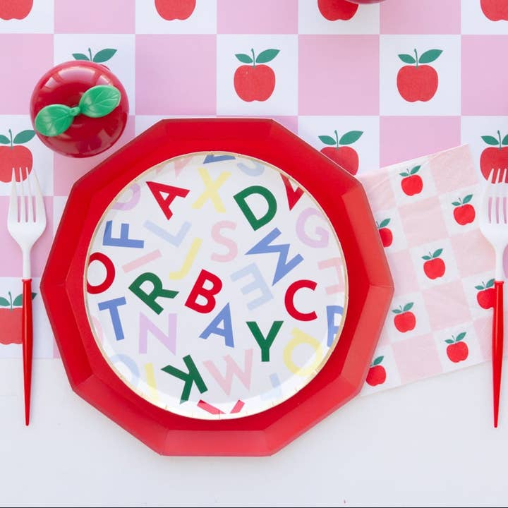 Pink Apples Checker Large Napkins