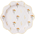 White and Gold Cozy Fall Floral Pattern Dinner Plates