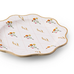 White and Gold Cozy Fall Floral Pattern Dinner Plates