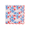 Blue and Red Summer Strawberry Large Napkins