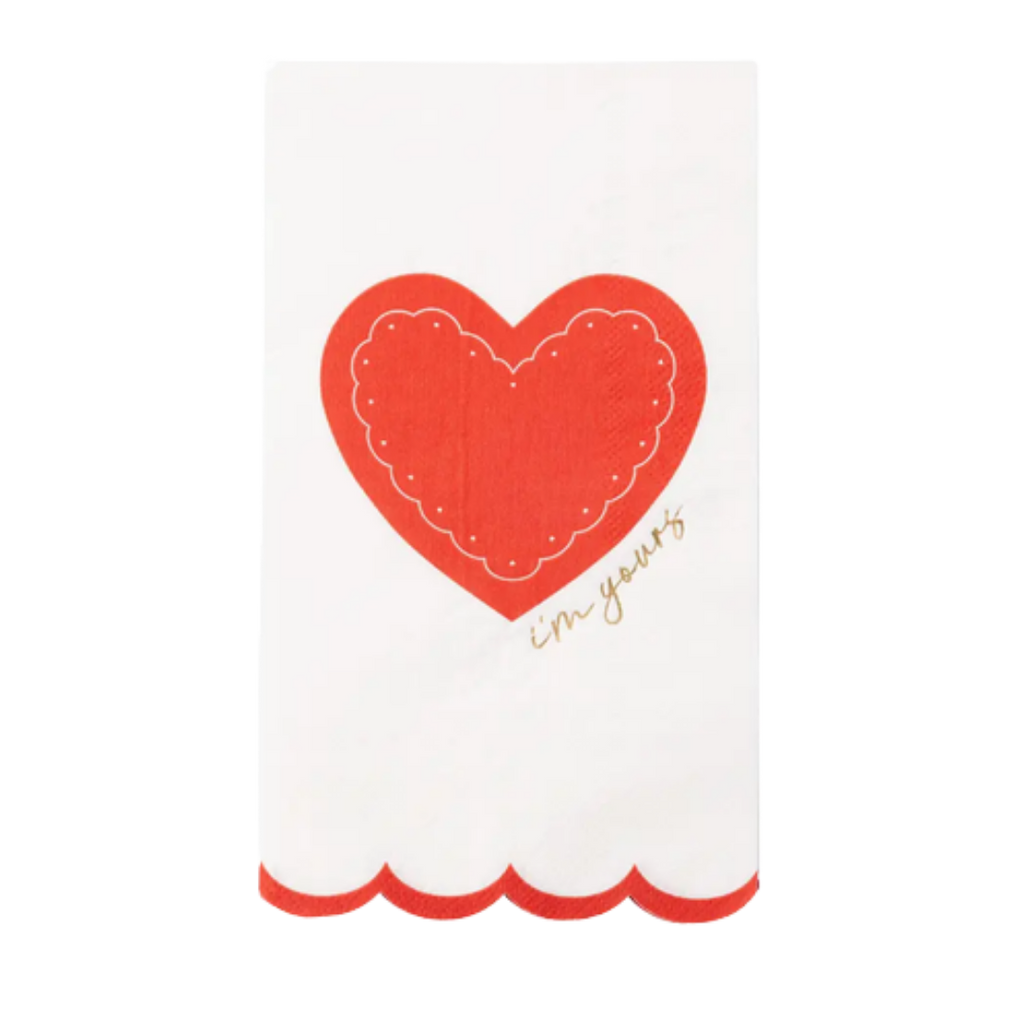 Red Heart Valentines "I'm Yours" Guest Towels