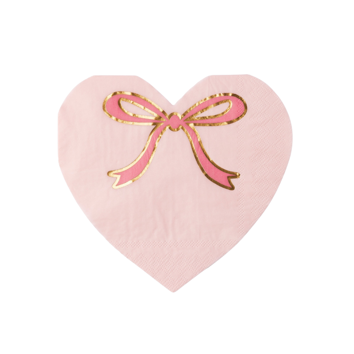 Petal Pink Bow Heart Large Napkin