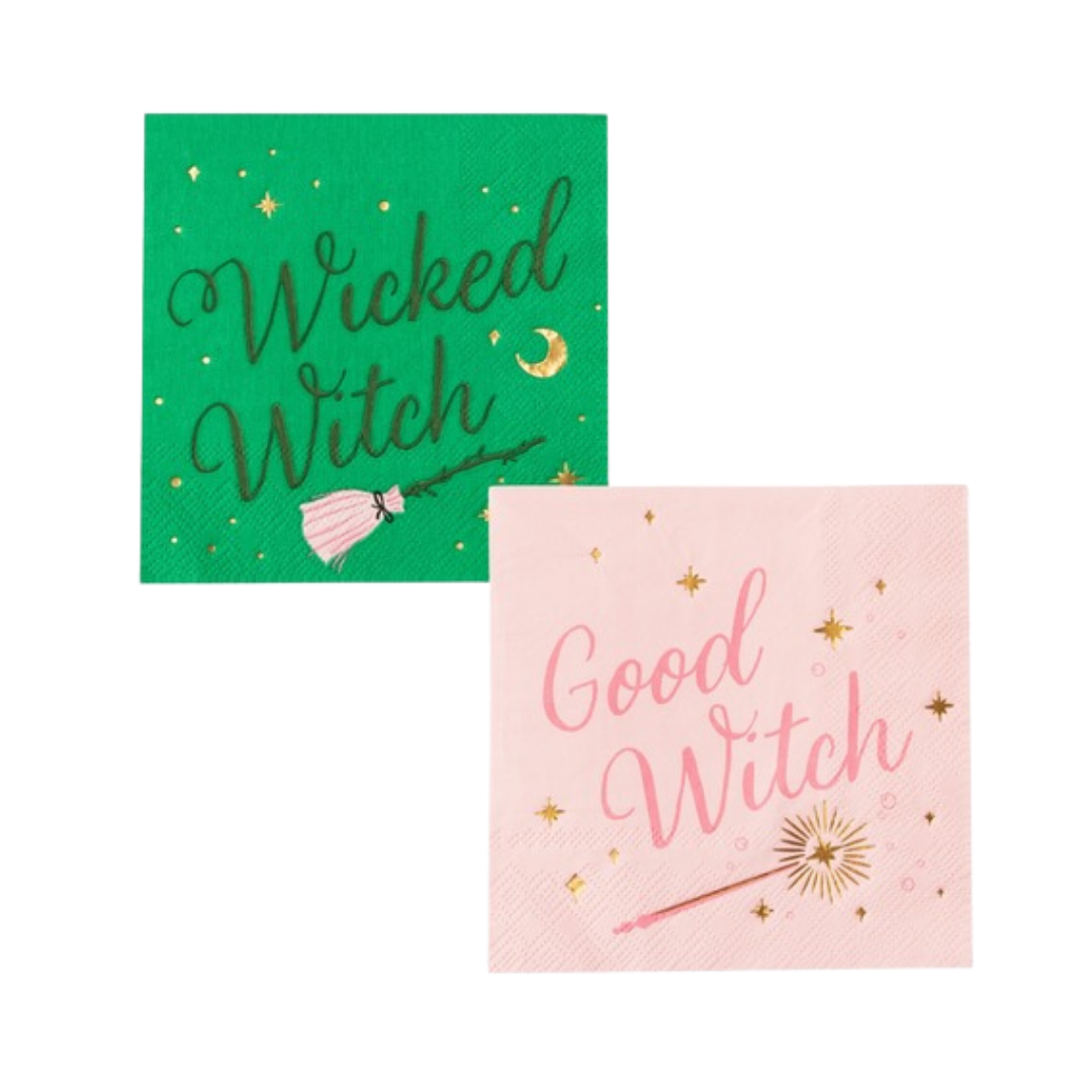 Pink and Green Good & Wicked Witch Cocktail Napkins