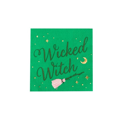 Pink and Green Good & Wicked Witch Cocktail Napkins