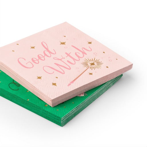 Pink and Green Good & Wicked Witch Cocktail Napkins