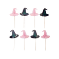 Pink & Black Witch Hat Cupcake Toppers