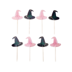 Pink & Black Witch Hat Cupcake Toppers