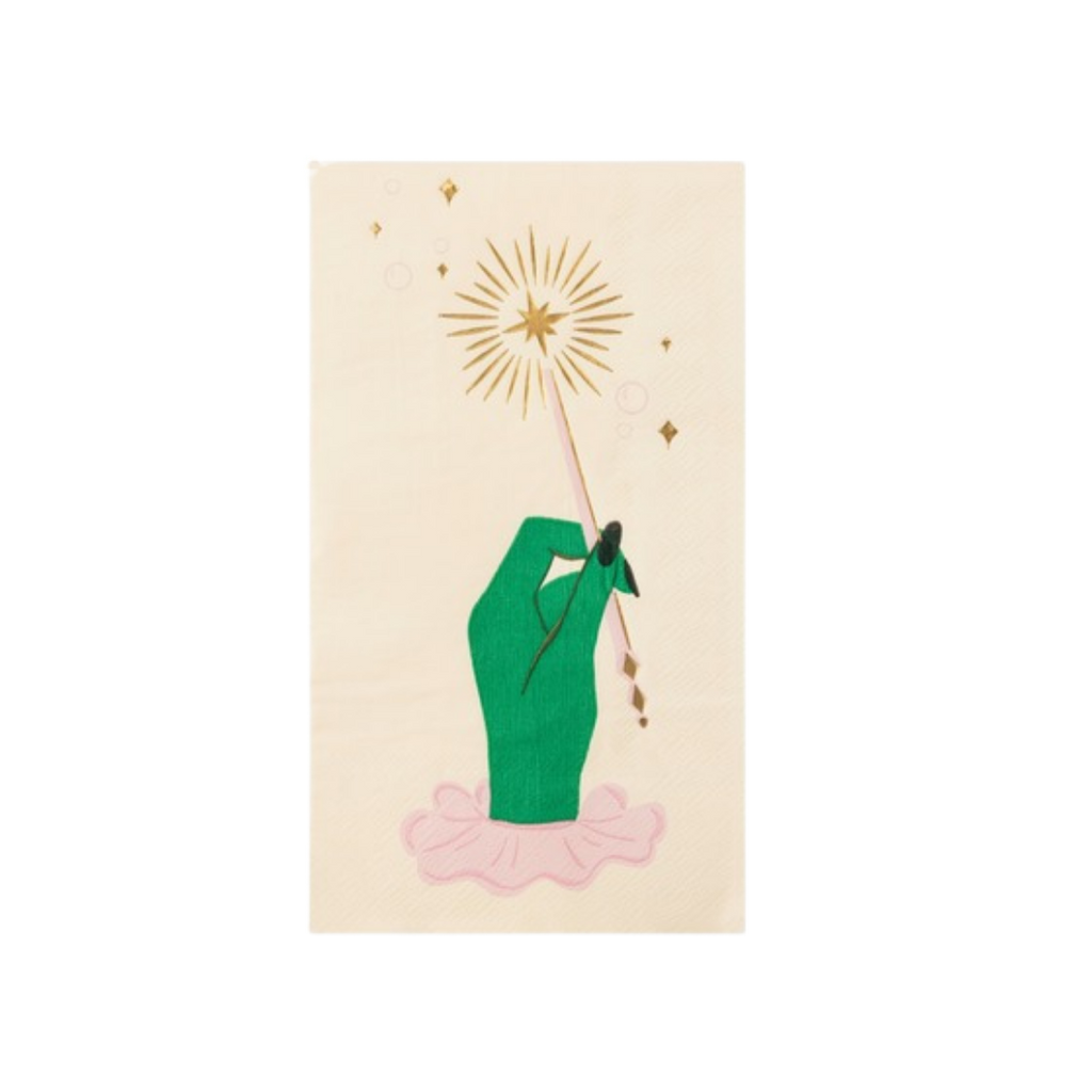 Green with Gold Magic Wand Guest Napkins