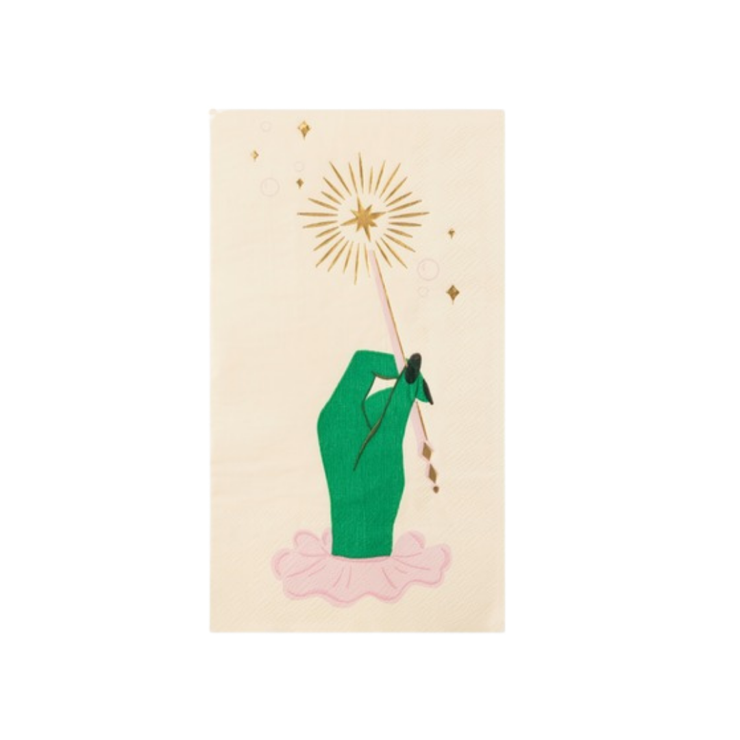 Green with Gold Magic Wand Guest Napkins