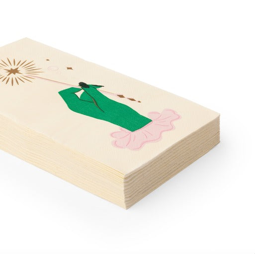 Green with Gold Magic Wand Guest Napkins