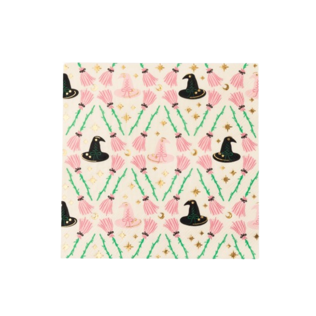 Witch Hat and Broom Dinner Napkins