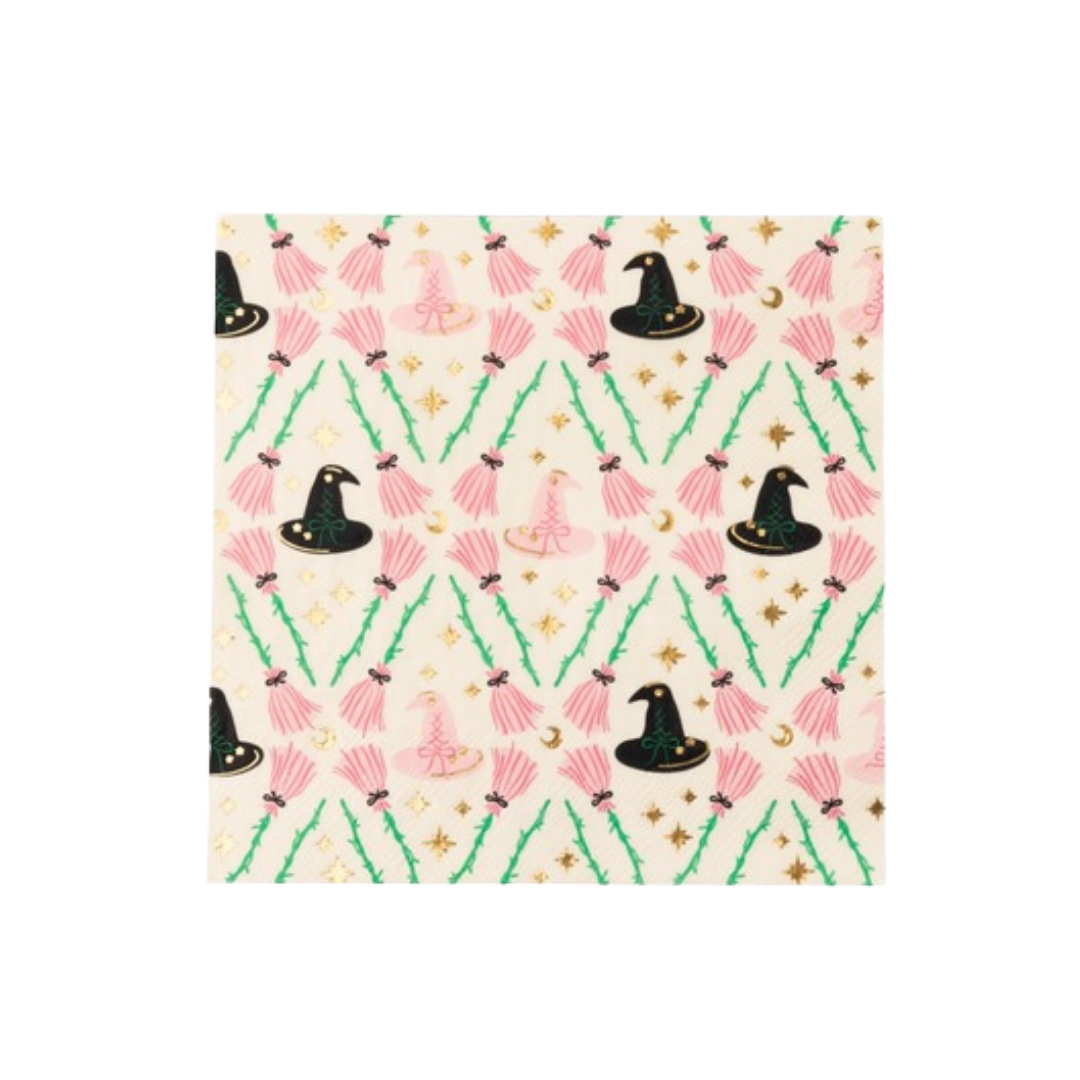 Witch Hat and Broom Dinner Napkins