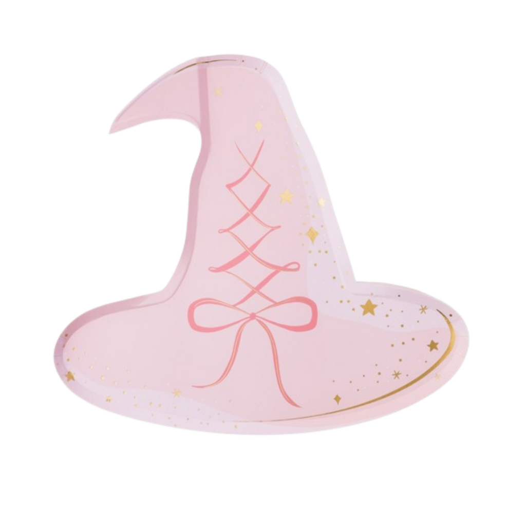 Pink with Gold Witch Hat Large Dinner Plates