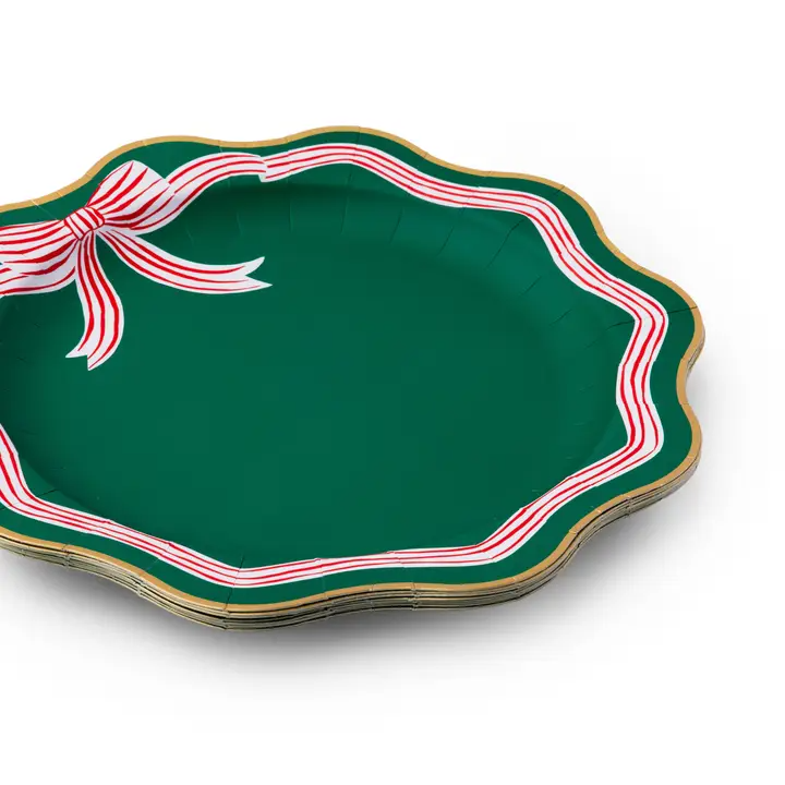 Green Elegant Peppermint Bow Dinner Plates