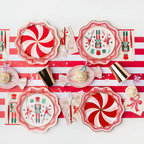 Cutesy Pink & Red Bow Scalloped Dinner Plates