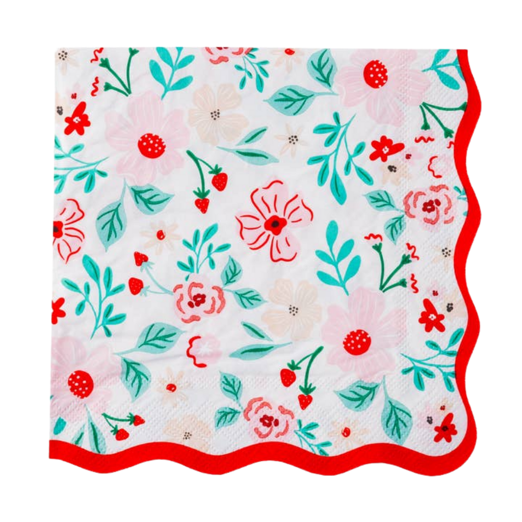 Pink & Red Floral Dinner Napkins