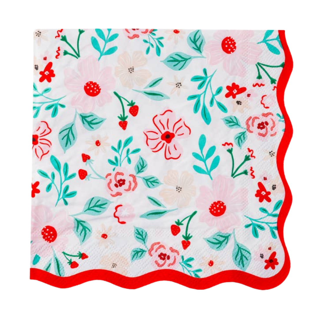Pink & Red Floral Dinner Napkins
