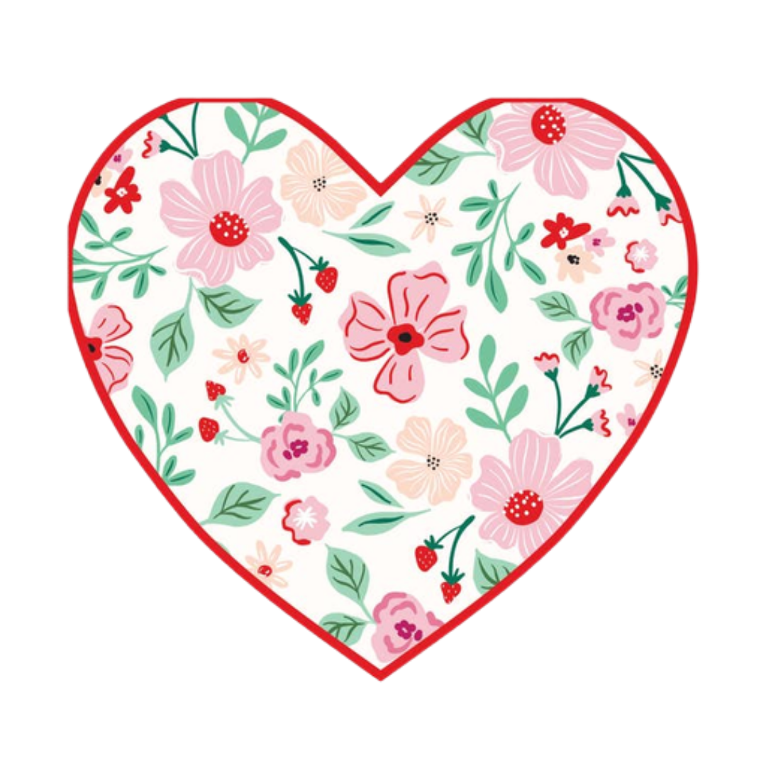 Pink and Red Floral Heart Large Napkins