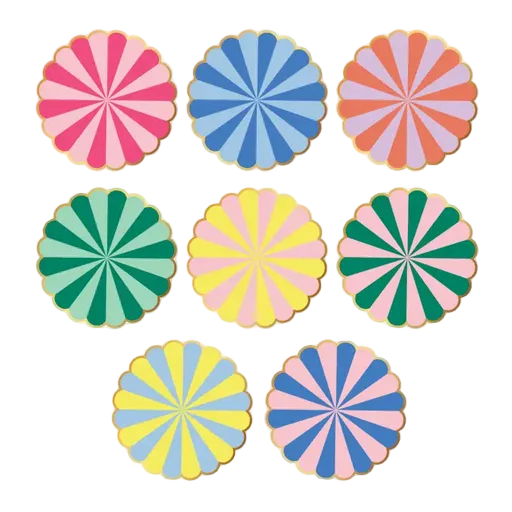Assorted Stripes Pattern Scalloped Edge Large Plates