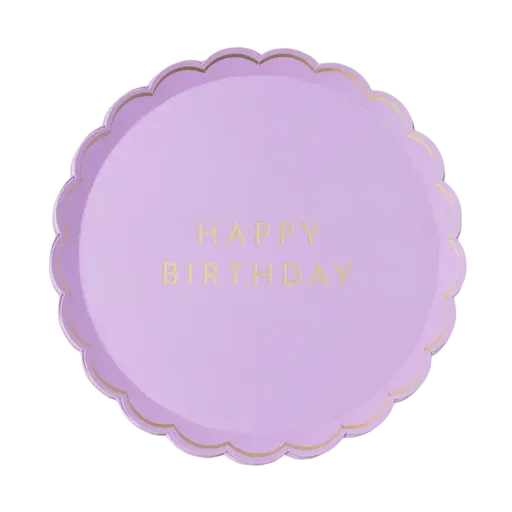 Lilac Scalloped Edge Happy Birthday Small Plates