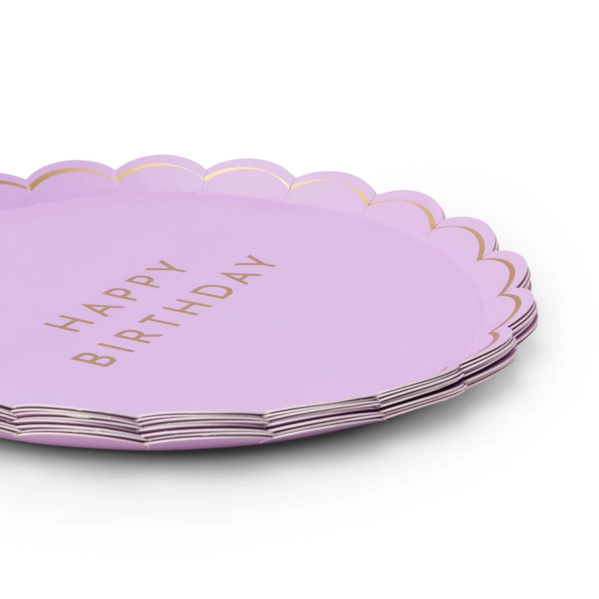 Lilac Scalloped Edge Happy Birthday Small Plates