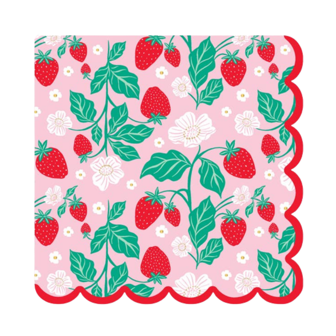 Pink and Red Sweet Strawberry Large Napkins