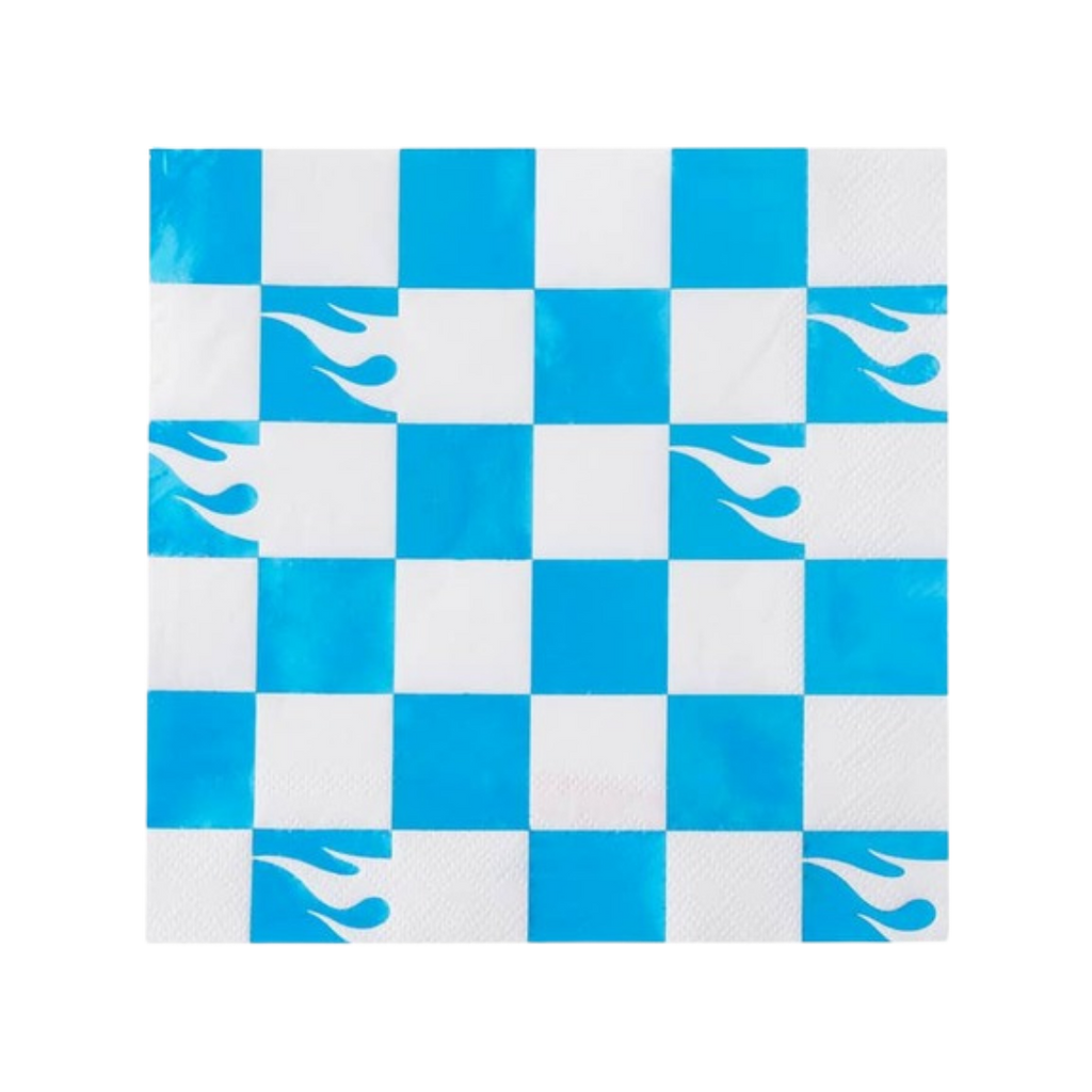 Blue Foil Checkered Hot Wheels™ Large Dinner Napkins