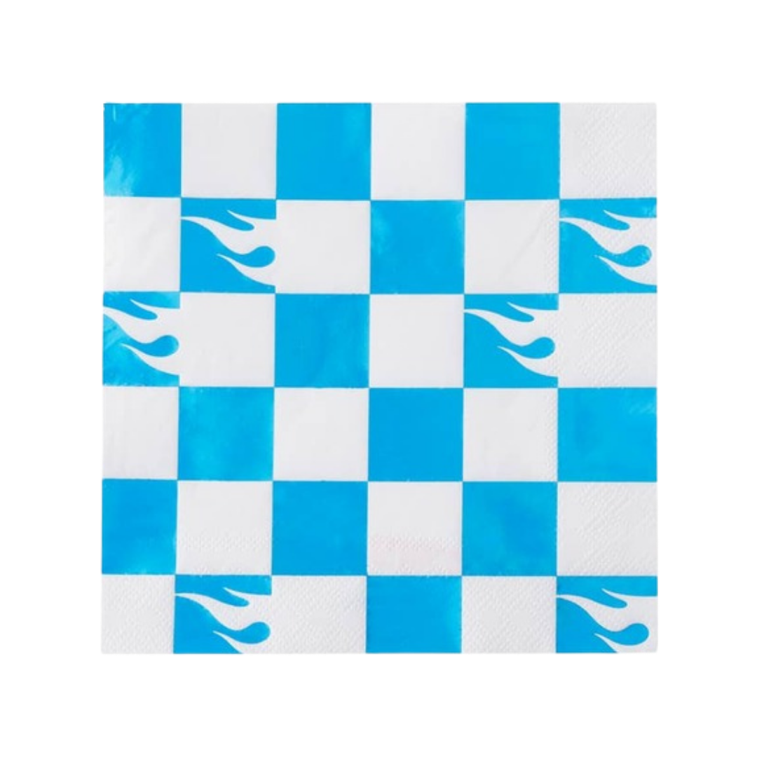 Blue Foil Checkered Hot Wheels™ Large Dinner Napkins