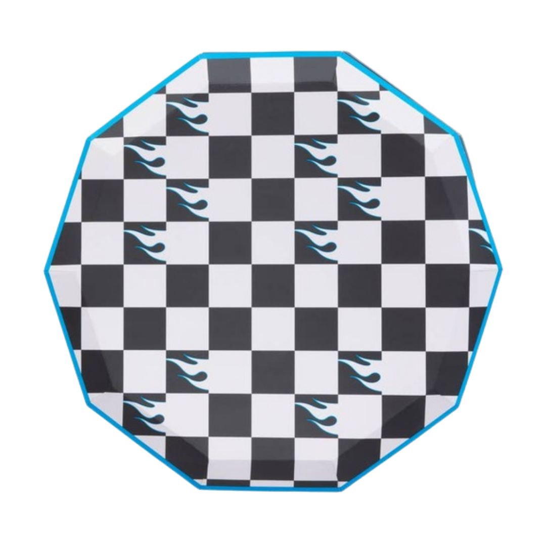 Black Checkered Hot Wheels™ X Bonjour Fete Dinner Plates