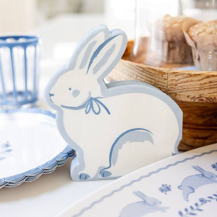 Blue Bunny Shaped Dinner Napkins