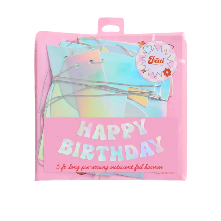 Iridescent Metallic "Happy Birthday" Foil Banner
