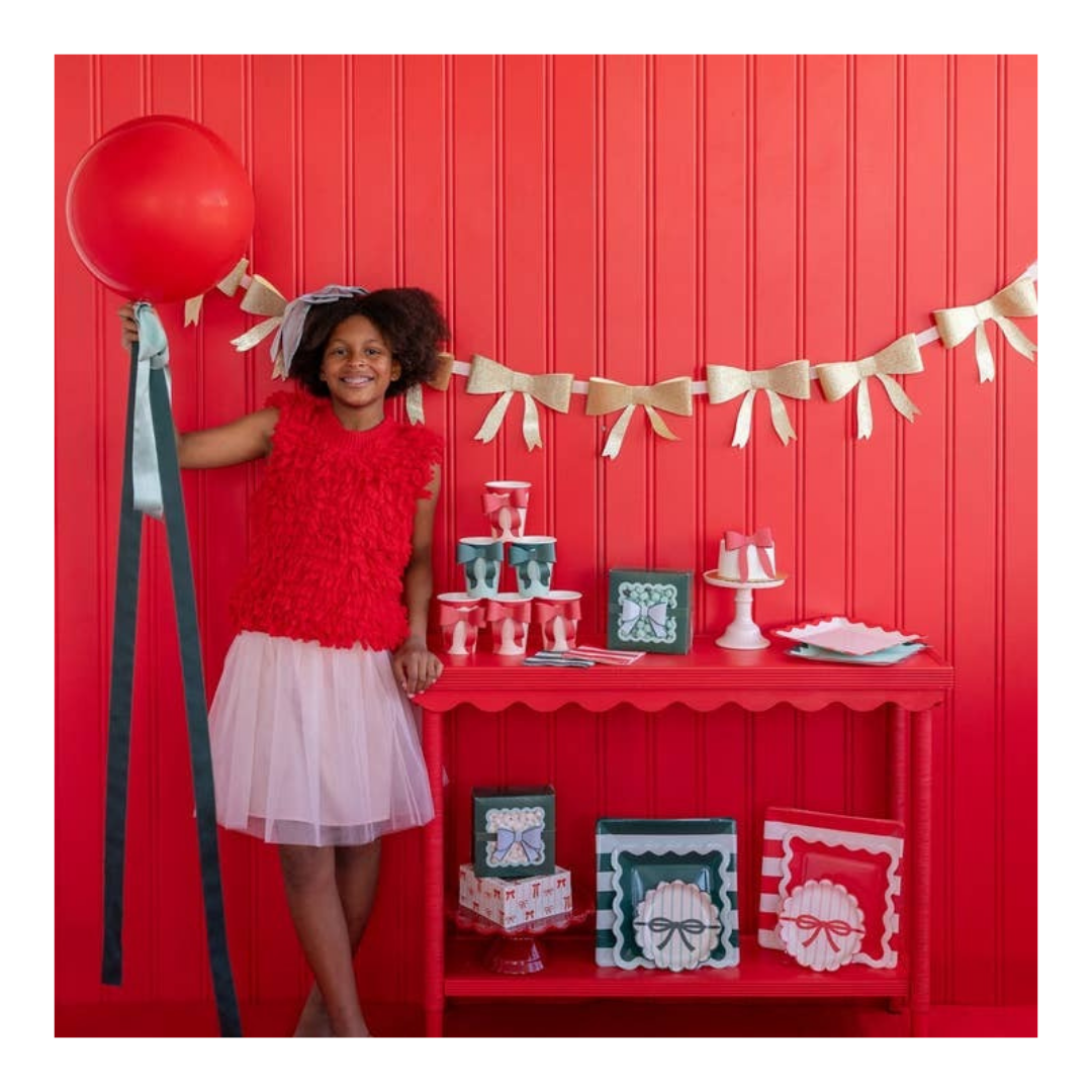Mint and Green Bow Paper Cups