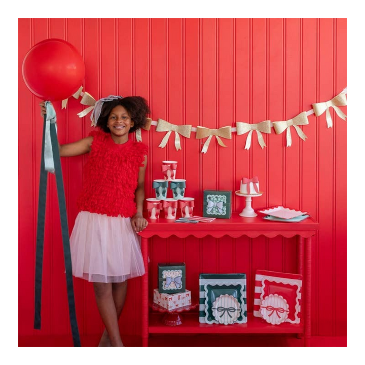 Mint and Green Bow Paper Cups