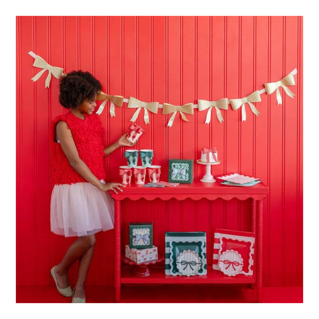 Mint and Green Bow Paper Cups