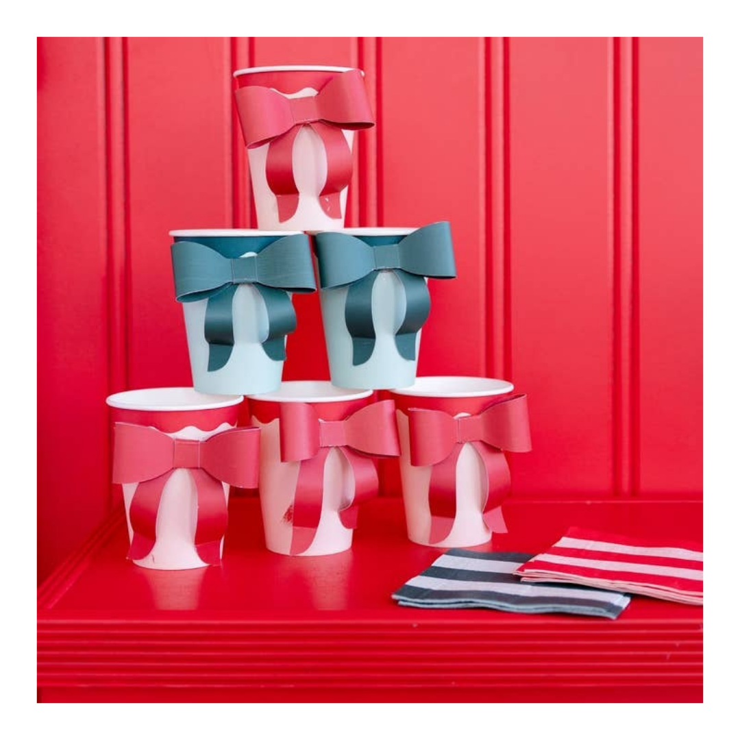 Mint and Green Bow Paper Cups