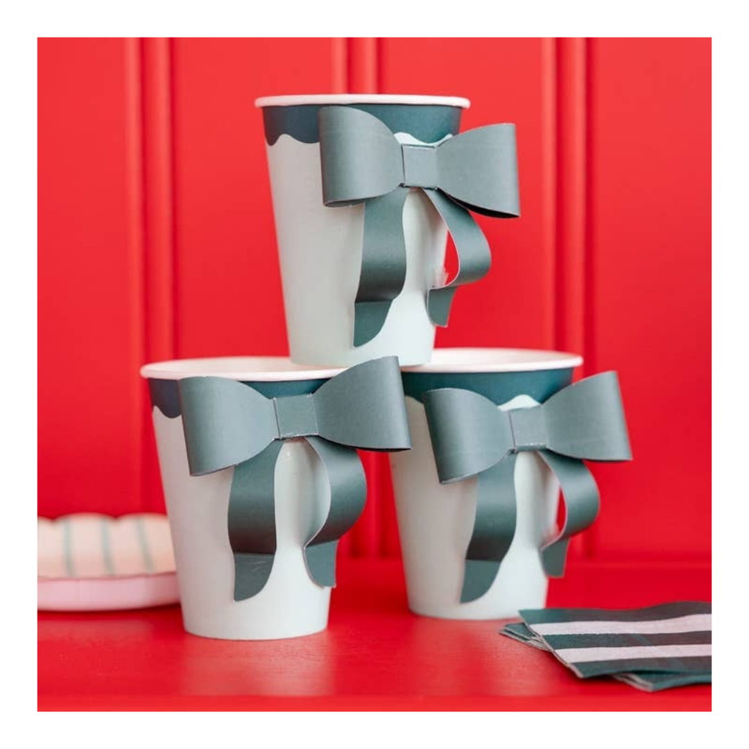 Mint and Green Bow Paper Cups