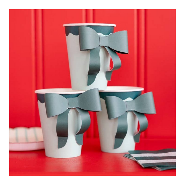 Mint and Green Bow Paper Cups