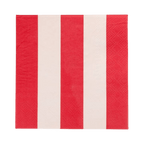 Red and white striped napkin classic square design for birthday from Parte Haus party supply store in Bethesda MD.