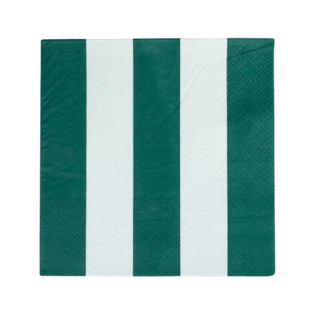 Green and white striped napkin bold modern design celebration from Parte Haus party supply store in Bethesda MD.