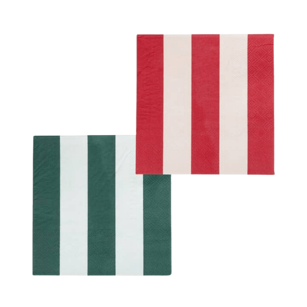 green and white striped napkins and red and white striped napkins classic theme from Parte Haus party supply store in Bethesda Maryland