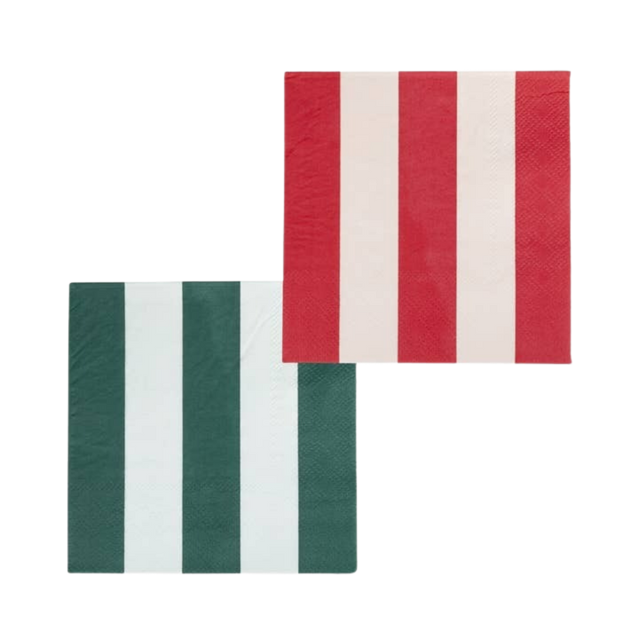 Red and Green Striped Cocktail Napkins