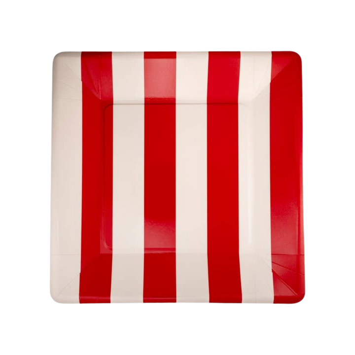 Red and Pink Striped Large Plate