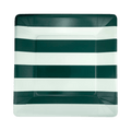 Green and white striped square plate for birthday celebration from Parte Haus party supply store in Bethesda MD
