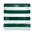 Green and white striped square plate for birthday celebration from Parte Haus party supply store in Bethesda MD