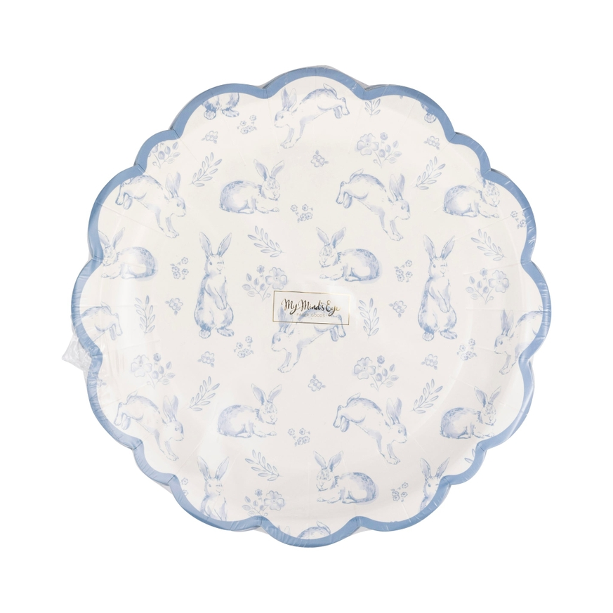 Blue Bunny Pattern Dinner Plates
